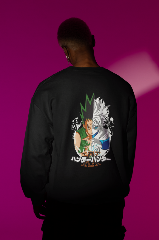 Black Oversized Hunter x Hunter Gon & Killua Sweatshirt – The Vibed Vines