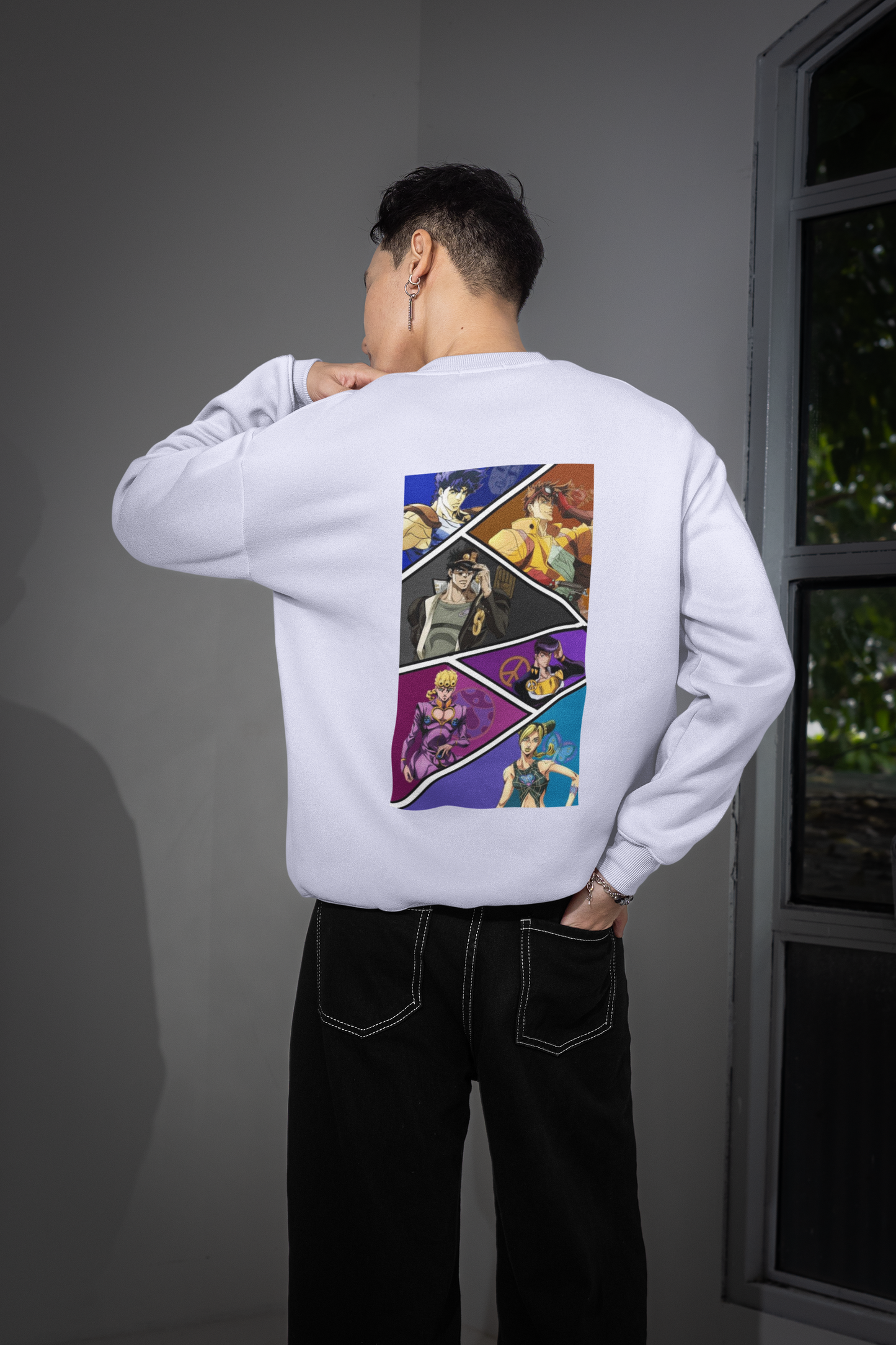 Lavender Oversized JoJo’s Bizarre Adventure Sweatshirt – Unisex Anime Streetwear