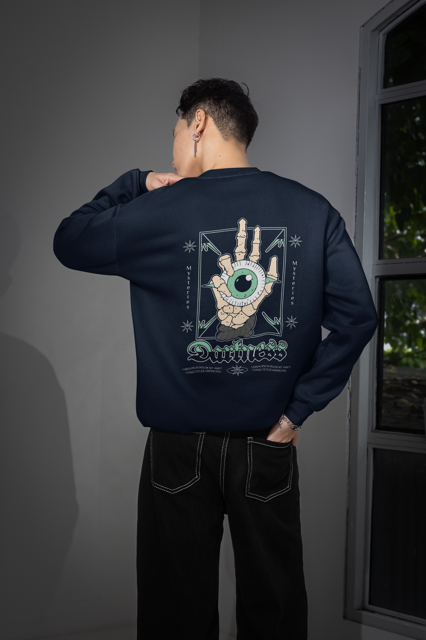“Mystic Darkness” Graphic Sweatshirt – Navy Blue