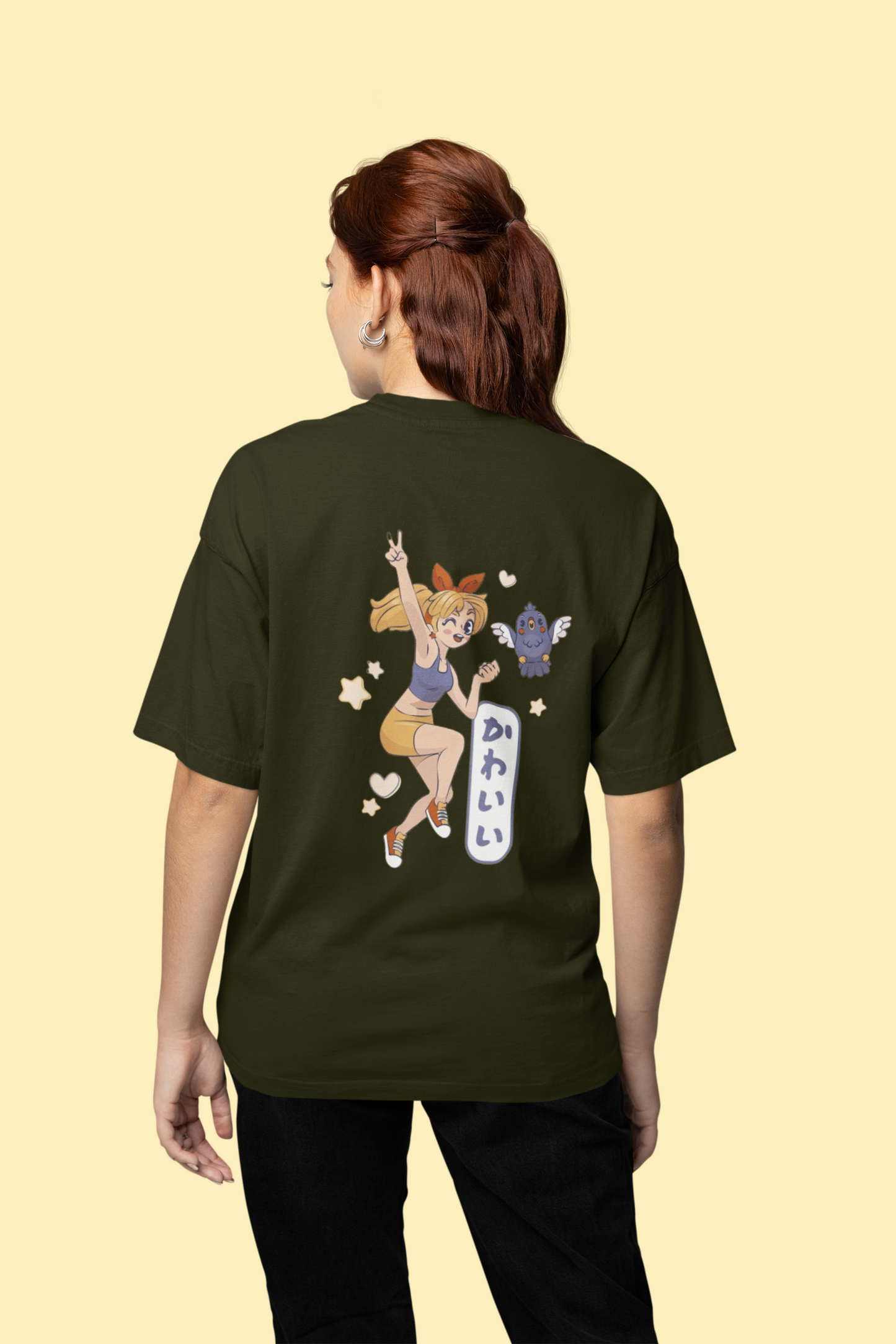 Anime Adventures Graphic T-Shirt - Olive Green