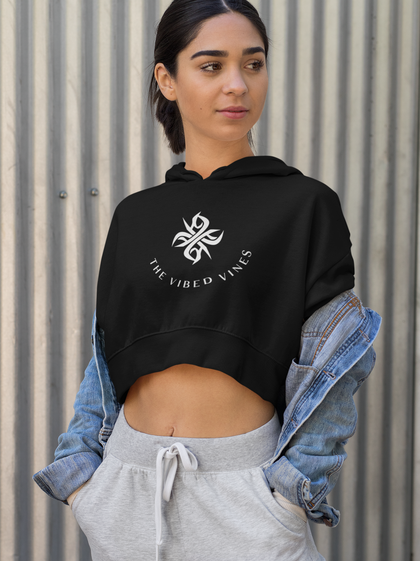 “The Vibed Vines” Cropped Hoodie – Blackout Edition