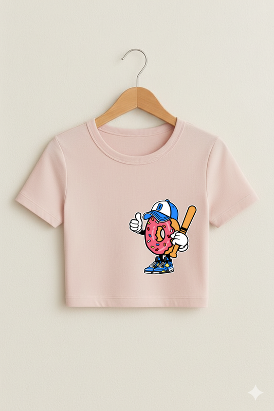Donut Slugger Crop Top – Light Pink