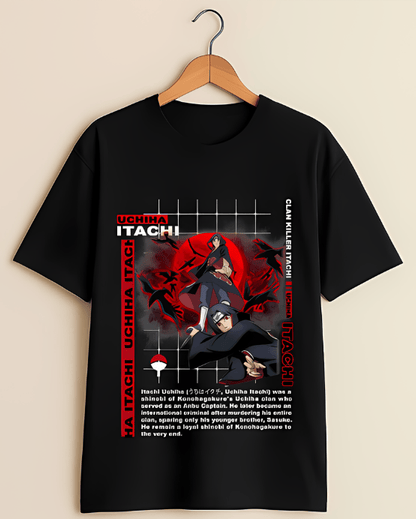 Itachi Uchiha Crow Moon Graphic T-Shirt