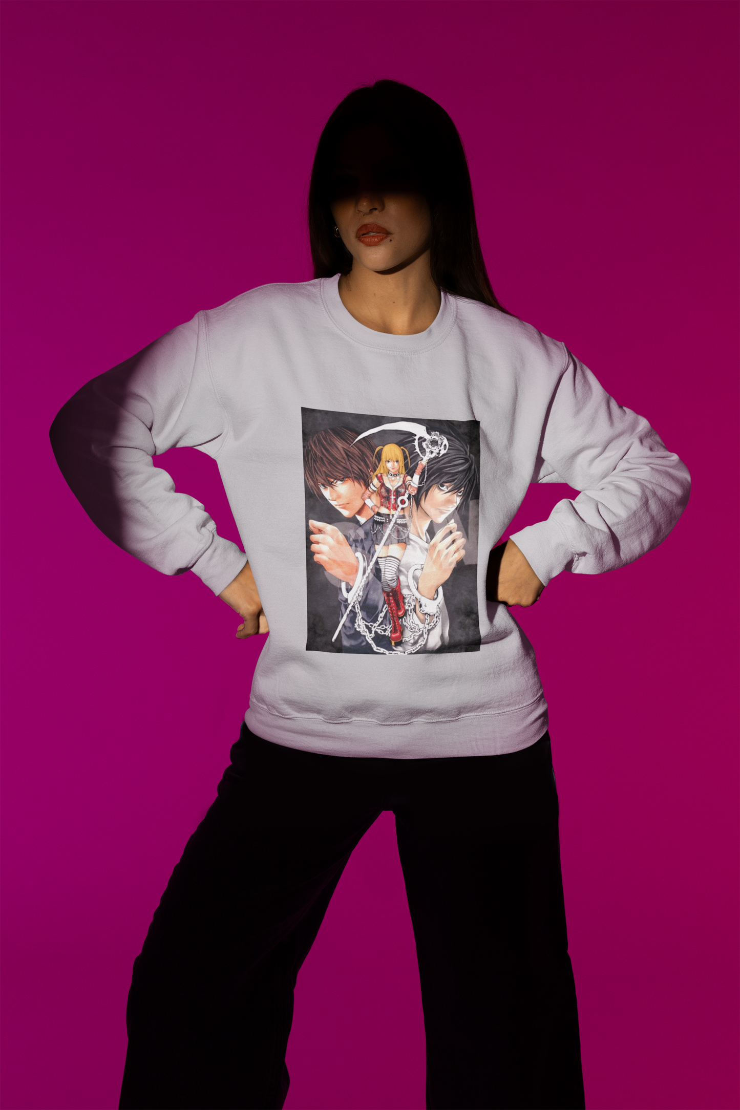 Grey Oversized Death Note Sweatshirt – Unisex Anime Streetwear