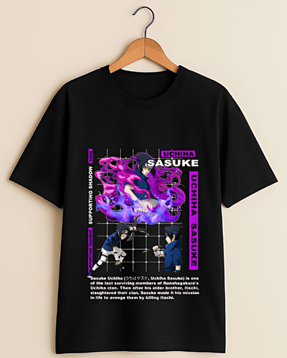 Sasuke Uchiha Supporting Shadow Graphic T-Shirt