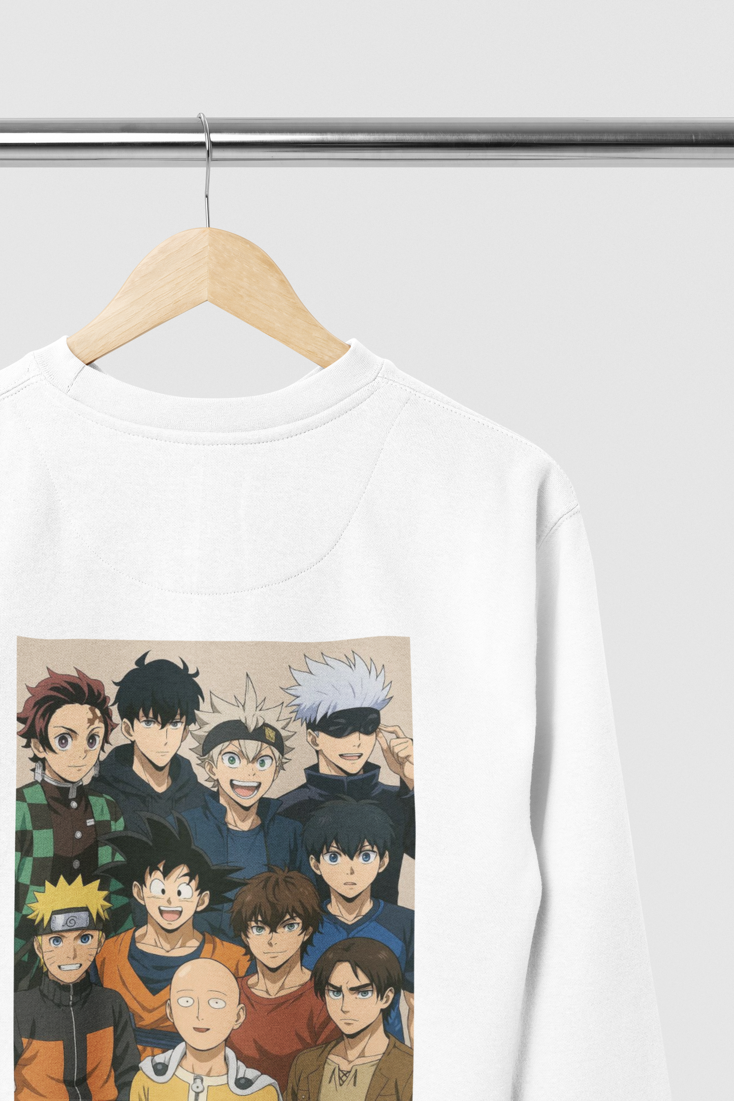White Oversized Anime Legends Sweatshirt – Unisex Streetwear by Vibed Vines