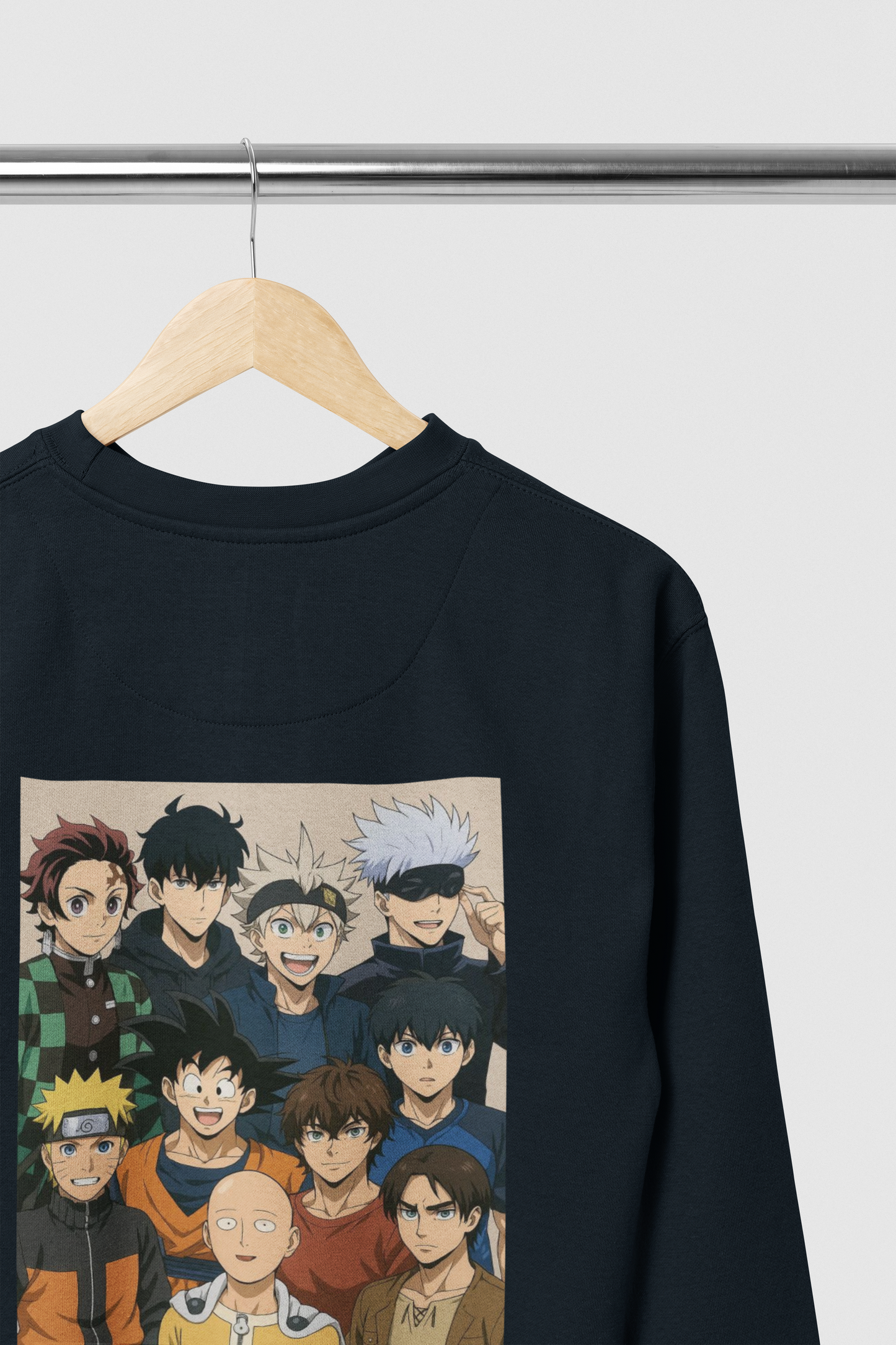 Navy Blue Oversized Anime Legends Sweatshirt – Unisex Streetwear by The Vibed Vines