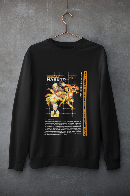 Naruto “Hero of the Leaf” Oversized Sweatshirt – Black