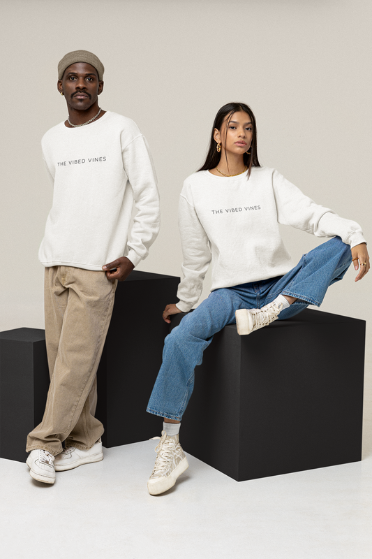 White Oversized Chinese Dragon Sweatshirt – Unisex Streetwear by Vibed Vines