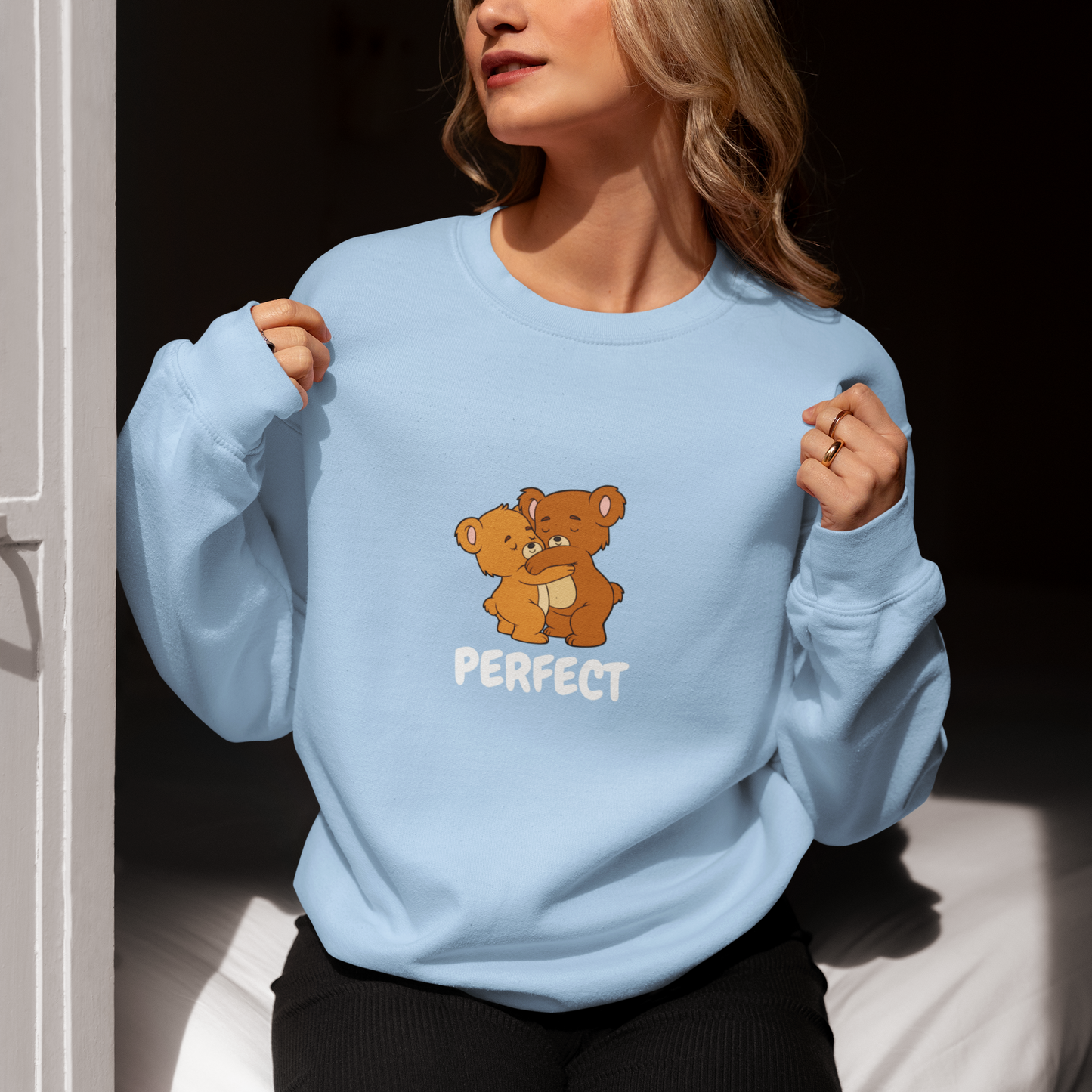PERFECT Teddy Bears Graphic Sweatshirt – Sky Blue Comfort Fit