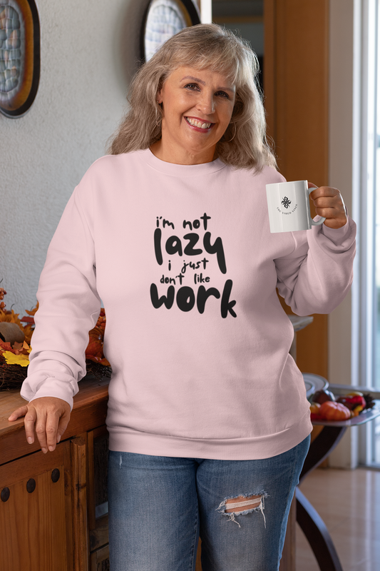 Light Baby Pink Oversized Sweatshirt – “I’m Not Lazy” Funny Quote Streetwear