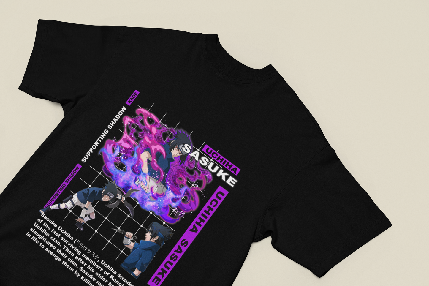 Sasuke Uchiha Supporting Shadow Graphic T-Shirt