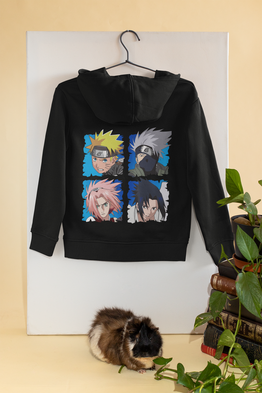 Naruto Characters Blue Background Oversized Hoodie
