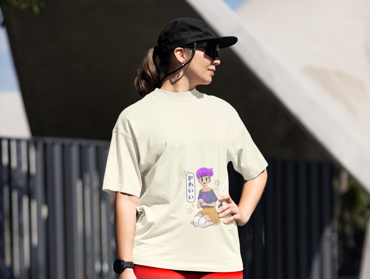 Kawaii Vibes Graphic Oversized T-Shirt - Off White