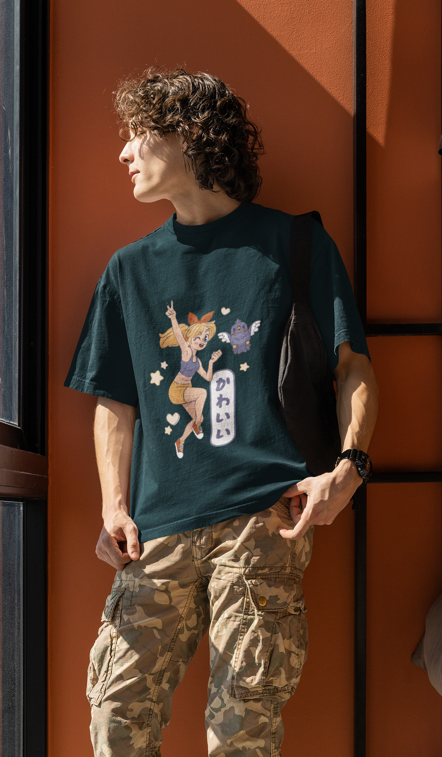 Anime Adventures Graphic Oversized T-Shirt - Petrol Blue