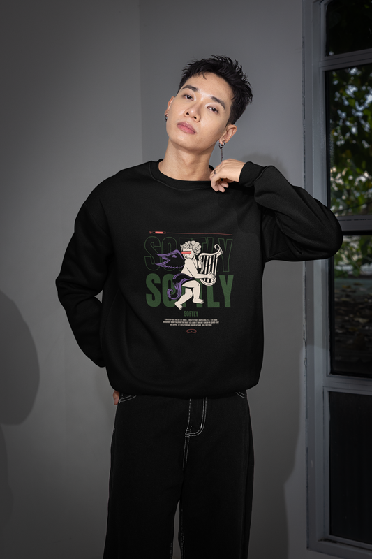 “Softly” Angel Graphic Sweatshirt – Black