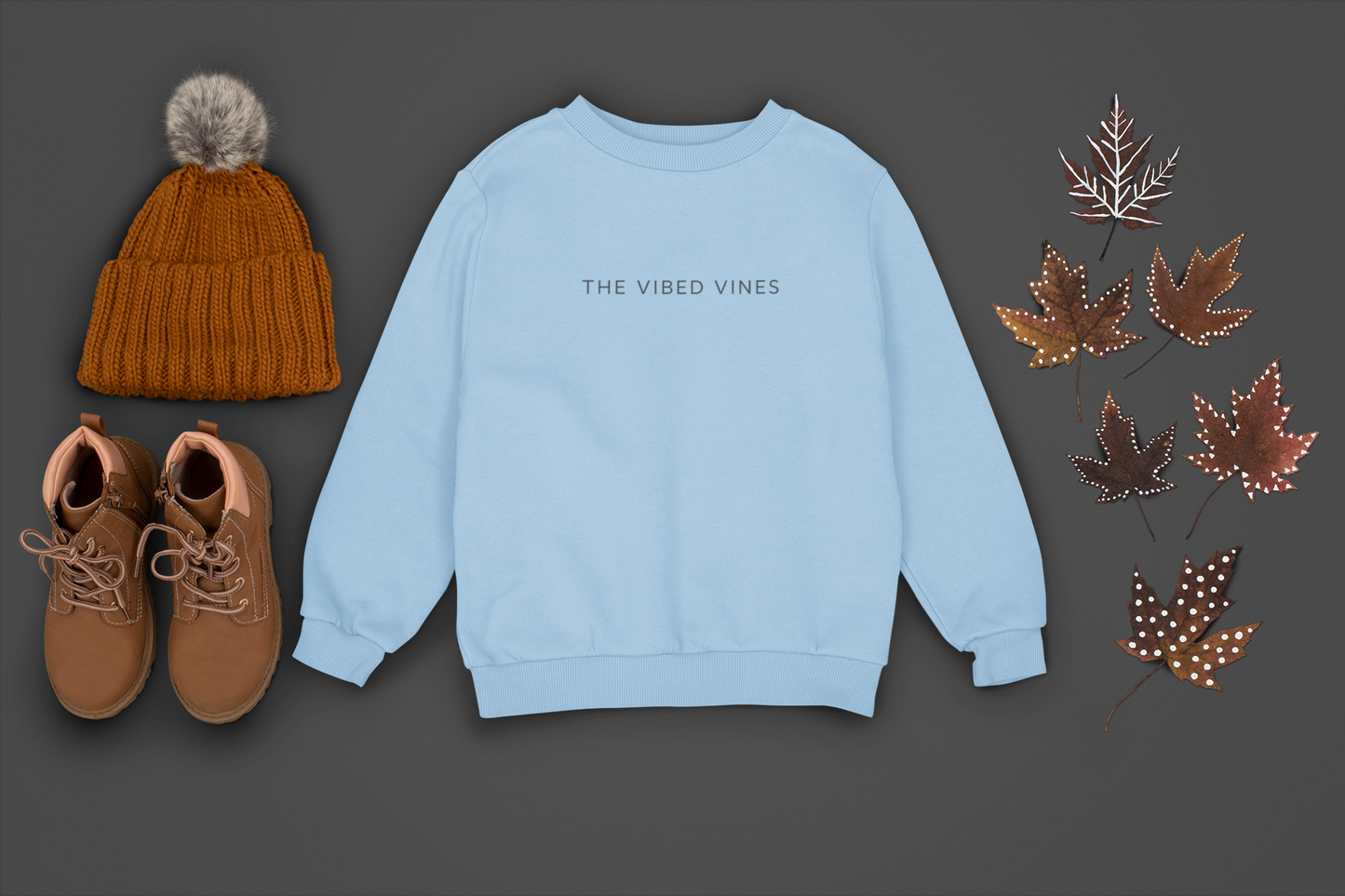 Baby Blue Oversized “WAS’ UP?” Hand Character Sweatshirt – Unisex Streetwear by Vibed Vines