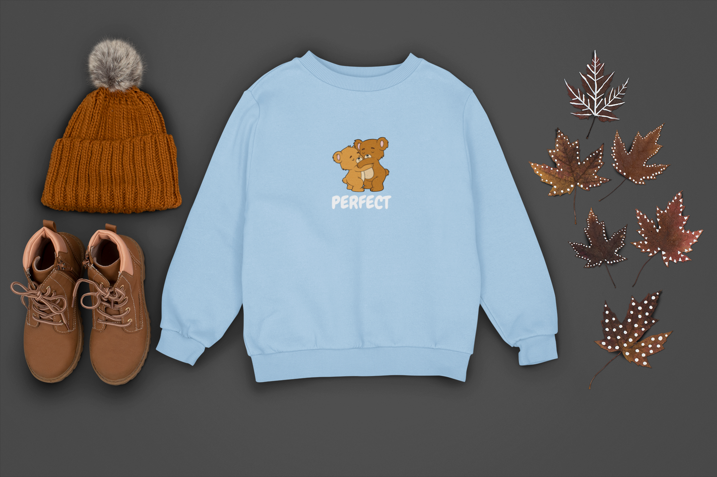 PERFECT Teddy Bears Graphic Sweatshirt – Sky Blue Comfort Fit