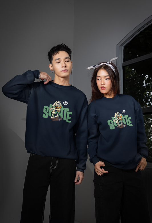 “Skate All Day” Unisex Sweatshirt – Navy Blue